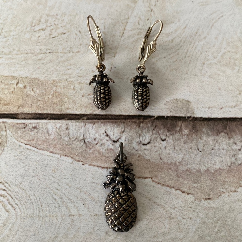 Pineapple Earring And Necklace Charm Set - image 1